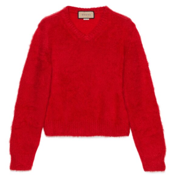 GUCCI MENS SWEATER RED MOHAIR KNIT WOOL V-NECKLINE TOP sz M / MEDIUM - Picture 4 of 16